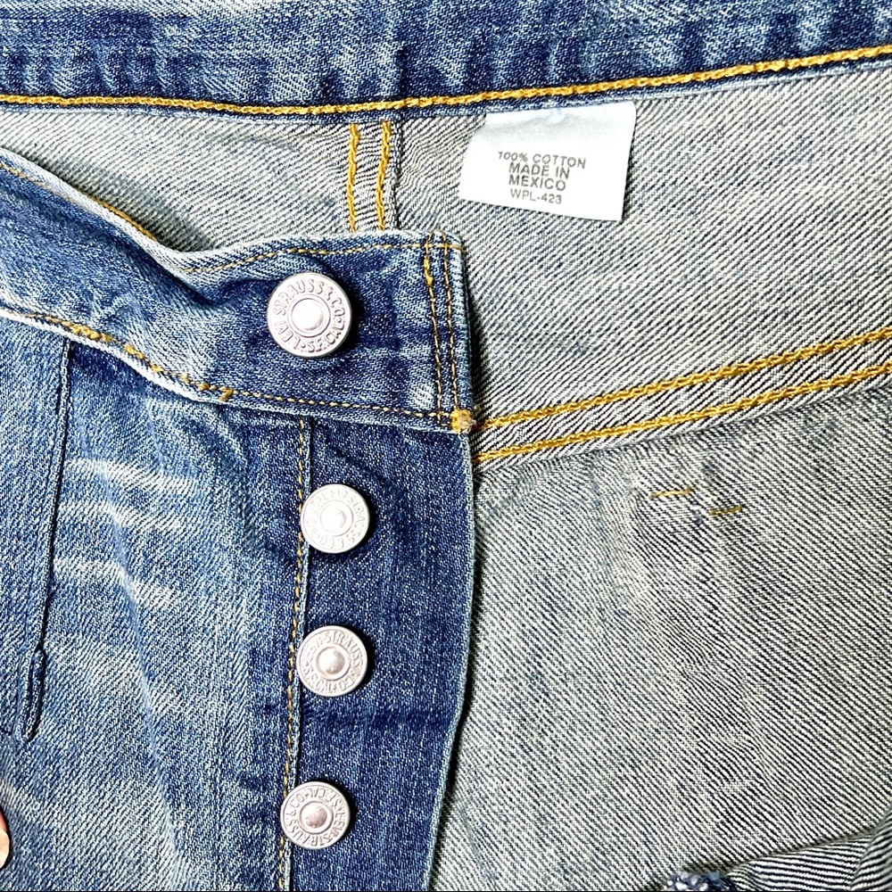 Levi’s 501 Button Fly Patchwork Frayed Raw Hem De… - image 3